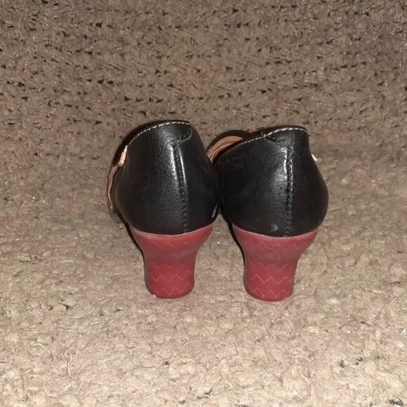 ART COMPANY- Black Leather Strappy Pump w/Rubber Block Heel-Sz 37-Near Mint - Picture 5 of 7